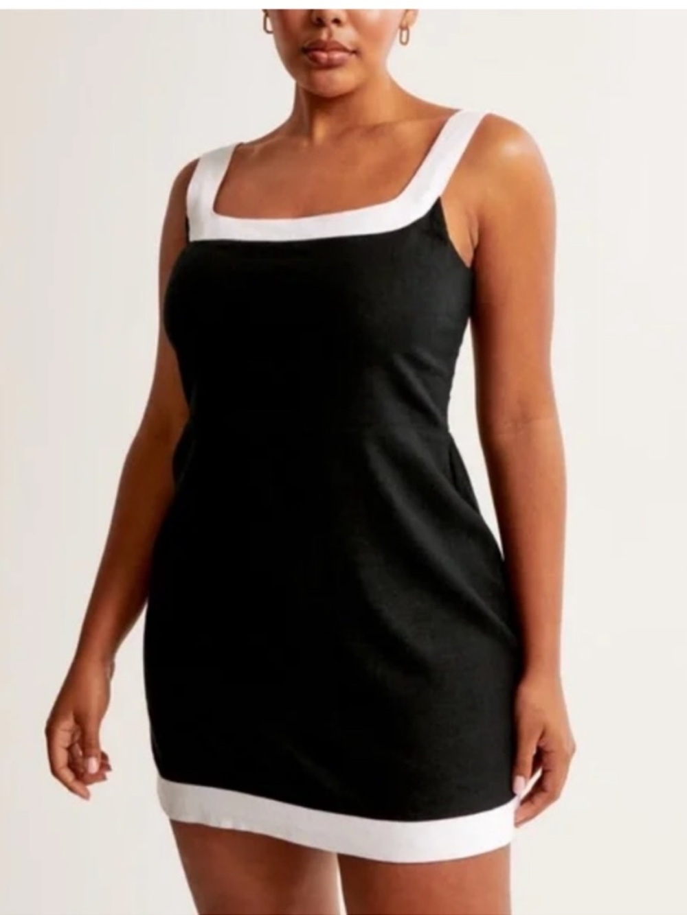 Abercrombie & Fitch Linen-Blend‎ Wide Strap Dress Black White Size XL Petite